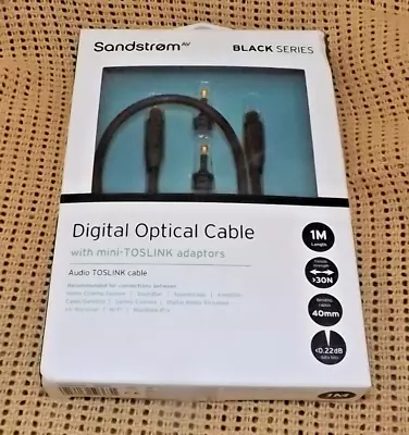 Sandstream Black Series Digital Optical  Cable With Mini TOSLINK Adapters • £4