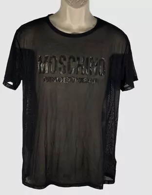 $150 Moschino Underwear Men's Black Mesh Logo Tee Crew Neck T-Shirt Size M • $47.98