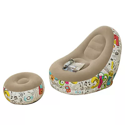 Lazy Sofa Bean Bag Chair Set Couch Seats Air Inflatable Indoor Lounge Foot Stool • $87.10