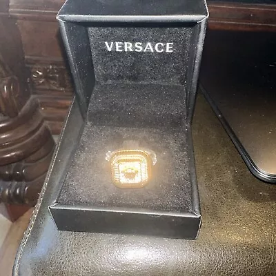 Solid Yellow Brass Versace Medusa Head Square Men's Signet Ring Sz 23 IT (10 US) • $375