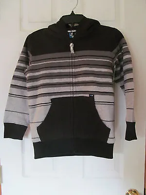 £16.98 • Buy NWT Boy's Amplify Fur Lined Gray,Black Striped Pattern Zip Up Hoodie Size Sm 8