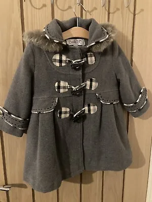 Couche Tot 18 To 24 Months Grey Wool/ Polyester Girls Victorian Style Coat • £10