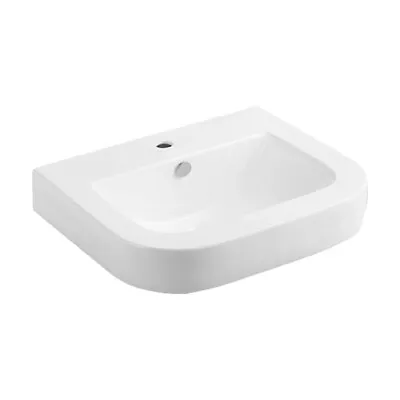 Opaz Bathroom Basin Sink White Ceramic Wall Hung One Tap Hole • £59.95
