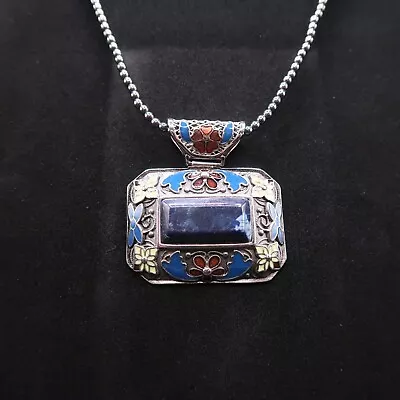 Lapis Lazuli? Pendant Necklace Stainless Steel Blue Hematite • $19.76