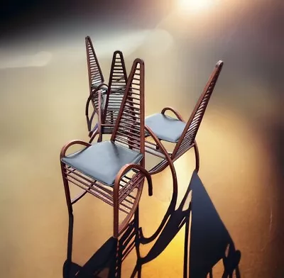 Fantastic Set Of Four Italian Mid Century Modern Sculptural Rosewood Chairs • $1200