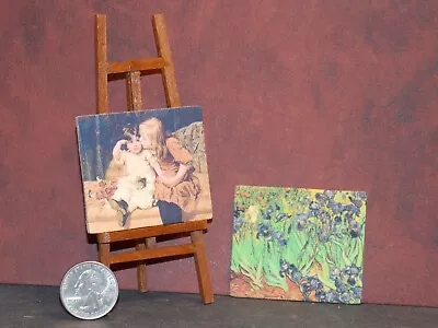 Dollhouse Miniature Easel & 2 Paintings Set 1:12 Inch Scale E244 Dollys Gallery • $14.99