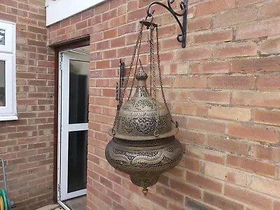 Impressive Large Antique Mughal Pierced Brass Hall Lantern • $1218.48