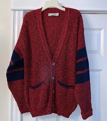 Jantzen Vintage Cardigan Sweater Wool Blend Oversized Women’s M 90s Y2K Varsity • $25.99