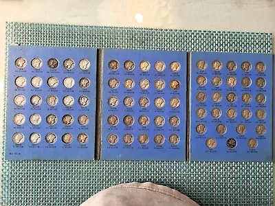 COMPLETE  SET Of SILVER MERCURY DIMES ALBUM-ALL 77 HOLES FILLED*1916-D INCLUDED* • $1500