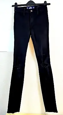 NWoT RRP 42£ Black Stretch Skinny HOLLISTER Jeans W28 Girls / Ladies Distressed • £10