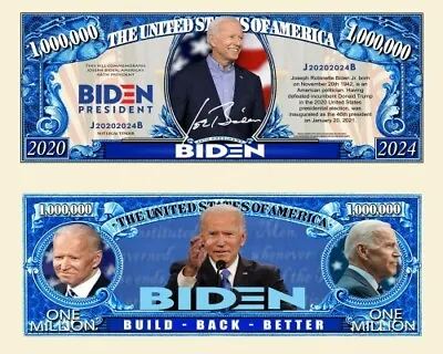 ✅ Joe Biden Presidential Collectible 100 Pack 1 Million Dollar Bills Novelty ✅ • $19.95