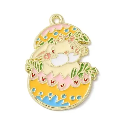 5 Cute Easter Bunny Rabbit In An Easter Egg Shaped Gold Tone Pendants • £4.75