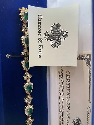 Jacqueline Kennedy Camrose & Kross Gold & Faux Emerald Bracelet 8” • £175.78