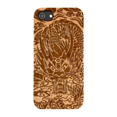 £11.99 • Buy Iphone Samsung Huawei Pixel Natural Wooden Phone Case Engraved Chinese Dragon