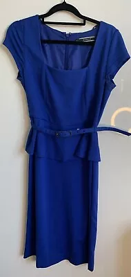 Basque Women’s Petite Size 8 Dress Belt Included Blue Preowned • $22.50