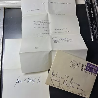 West Newton MA MANSFIELD CT 1965 HOMER BABBIDGE UCONN Letter AUTOGRAPH YALE  • $20