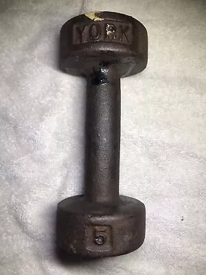 Vintage York Barbell 5lb Roundhead Dumbbell Round Head 5 Pounds Single Dumbell • $19.95