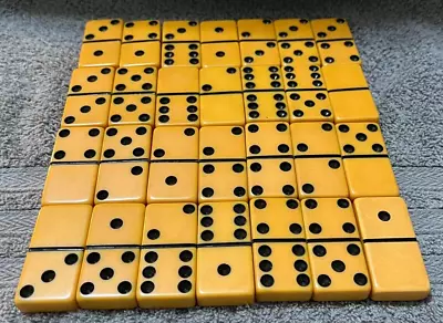 VINTAGE Gorgeous Butterscotch Bakelite Domino's 28 Pieces 2  X 1  X 3/8 No Box • $40