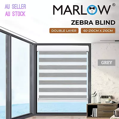 Marlow Blackout Zebra Roller Blind Sheer Curtains Double Window Sunshade Modern • $49.99