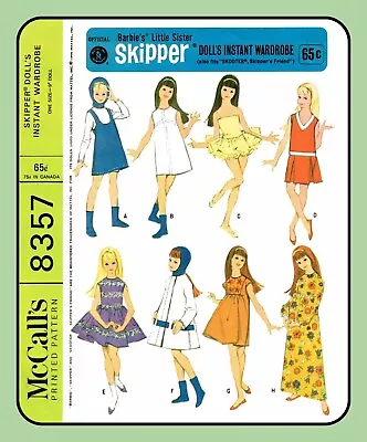 9  Doll Clothes For SKIPPER McCall's 8357 Vintage 1966 CRAFT Sewing Pattern • $9.99