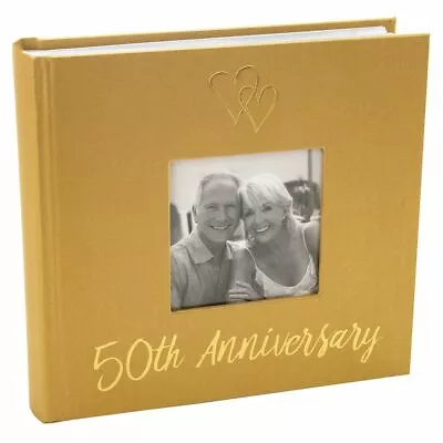 Lovely Golden 50th Wedding Anniversary Photo Album With Double Heart Decorati... • £19.25