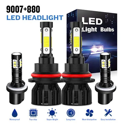 For Ford Mustang 1999-2004 - 8000K 9007 LED Headlight High/Low + Fog Light Bulbs • $52.85