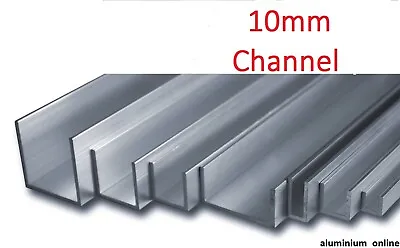 ALUMINIUM CHANNEL U  PROFILE 10mm Lengths 100mm - 2500mm • £7.02