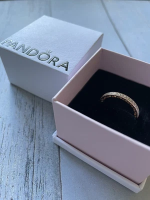 $35 • Buy AMAZING PANDORA SALE! Sparkling Hearts Eternity Ring Rose (Plated)- BNIB - Sz 50