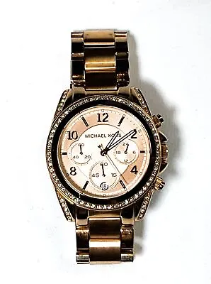 Michael Kors Mk5263 Blair Glitz Rose Gold 39mm Chronograph Watch • $48