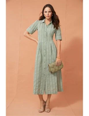 $35.91 • Buy Grace Hill Seersucker Check Maxi Dress Womens Size 12 Clothing  Dresses Maxi