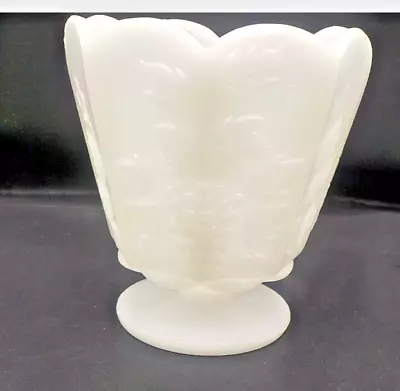 E.O. Brody Co MJ-20 2250 White Milk Glass Pedestal Vase With Grapes Design 5 H • $5