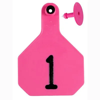 Y-Tex Large 4* Livestock ID Tags  #1-25 Hot Pink 25ct Pkg *NOW Laser Printed • $41.15