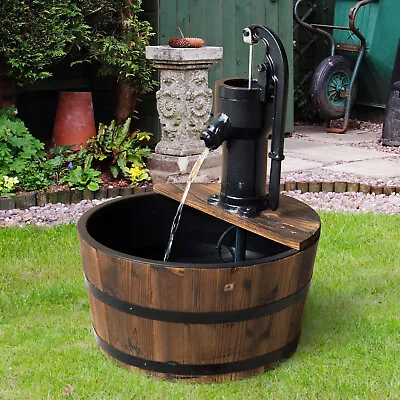 £67.99 • Buy Barrel Water Fountain Garden Decorative Water Feature W/ Electric Pump