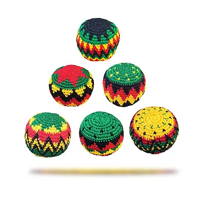 6 Assorted Rasta Color Hacky Sack Sac Kick Ball Colors Pellet Filled 100% Cotton • £40.48