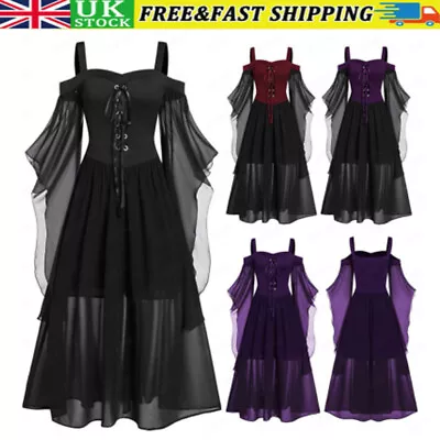 Halloween Women Renaissance Medieval Gothic Witch Costume Fancy Dress Cosplay. • £17.51