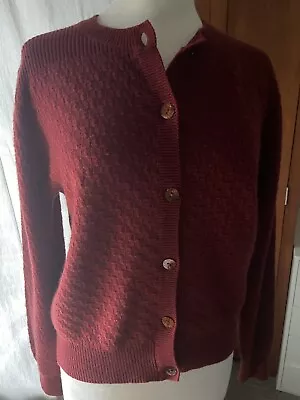 Gorgeous BRORA 100% Cashmere Cardigan Soft Russet Red Lovely Cond Size 12 UK • £95