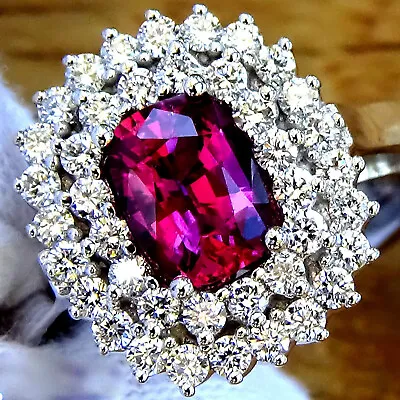 £1635.44 • Buy Natural Ruby And Diamond Ring 14k White Gold Vintage 1.63 Ct