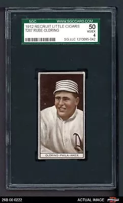 1912 T207 Rube Oldring   Athletics SGC 4 - VG/EX • $155