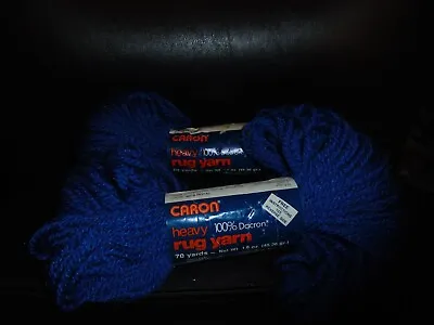 2 Nos Skeins Caron Heavy Rug Yarn Royal #0018  70 Yards Each • $4.80