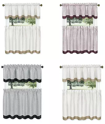 Farmhouse Striped Café Kitchen Curtain Tier & Valance Set - Assorted Colors • $18.99