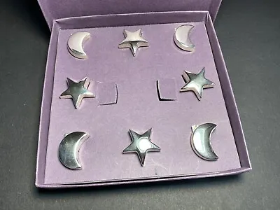 Celestial Boxed Silver Stainless Steel Stars & Moon Table Card Holders X8 • £12