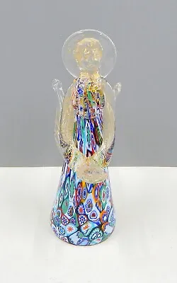 Venetian Murano Art Glass Millefiori Angel Aventurine Candle Holder • $79.99