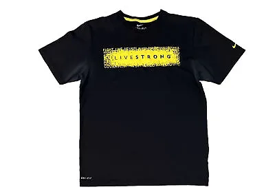Nike Dri-Fit Livestrong Lance Armstrong Black Short Sleeve T Shirt Size Medium • $6.99