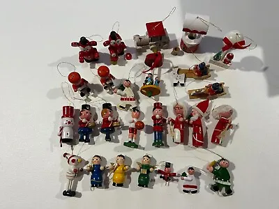 Vintage Lot Of 26 Wooden Christmas Ornaments Santa Mrs. Clause Angels Snowman • $19.99