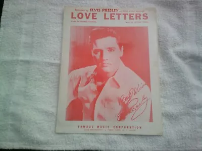 Elvis Presley ~  Love Letters ~ Vintage Sheet Music His Top 20 Hit From 1966 • $12