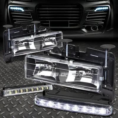 Black Housing Headlight+8 Led Grill Fog Light For 88-98 Gmc C/k 1500/2500/3500 • $53.08