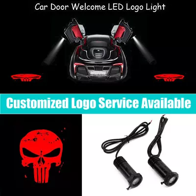 2x Red Punisher Skull Skeleton Logo Car Truck Door Courtesy LED Light Projectors • $18.03