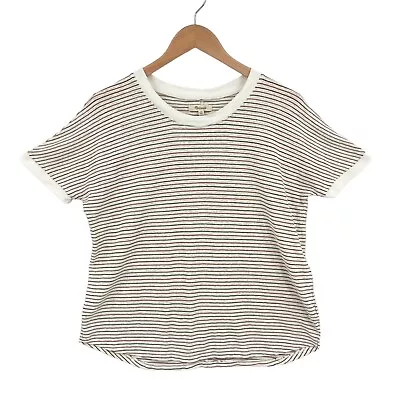 Madewell Shirt Top Womens XS Multi Striped Hemp Cotton Blend Short Sleeve Tee • $15.99