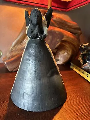 Large XL 8” Angel BELL Candle Holder Oaxaca Mexico Black Clay MEXICAN POTTERY • $30