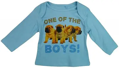 Baby Top Blue T-Shirt One Of The Boys Puppy Long Sleeve Tee Newborn To 24 Months • £5.99